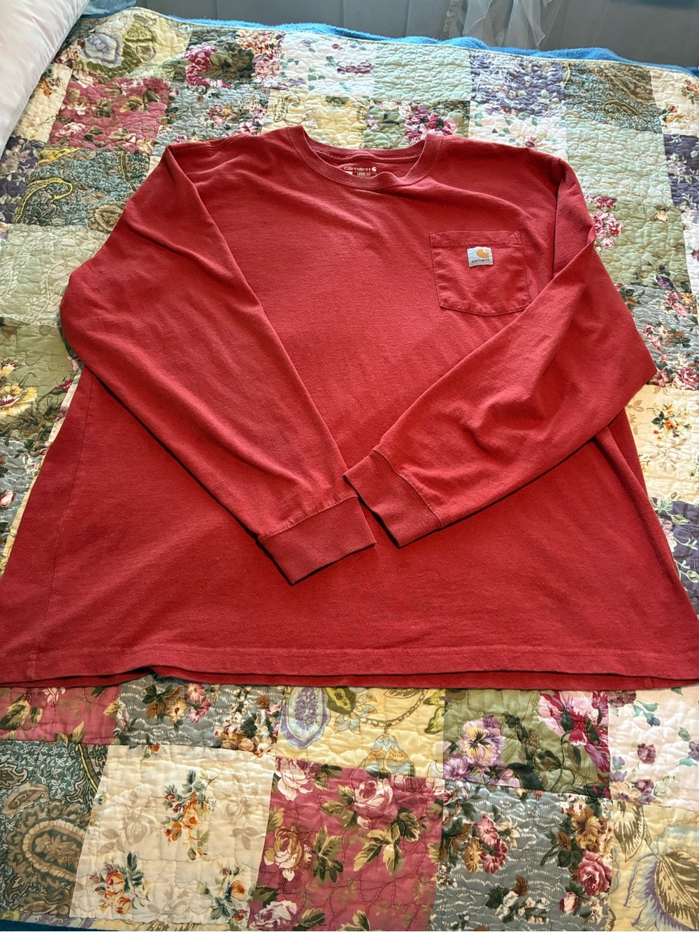 Carhartt Red Loose Fit Tee with Interior Logo Print